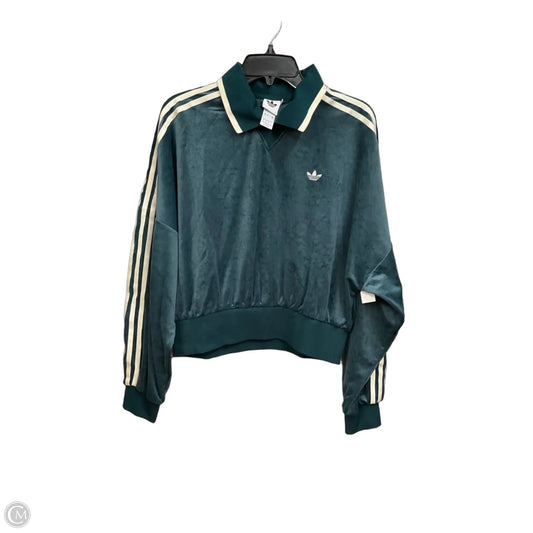 Athletic Top Long Sleeve Collar By Adidas In Green, Size: S