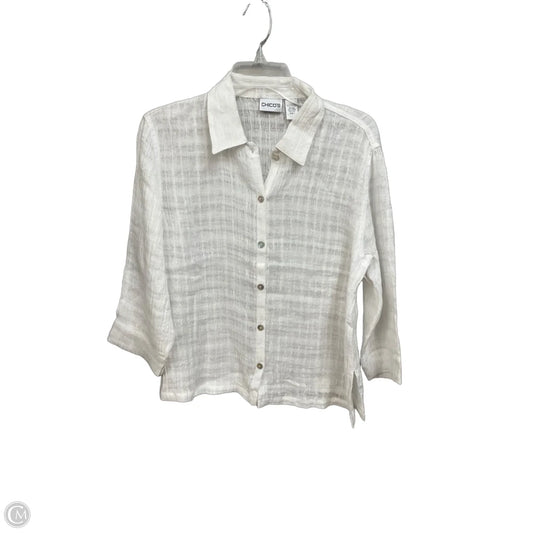 Top 3/4 Sleeve By Chicos In White, Size: M