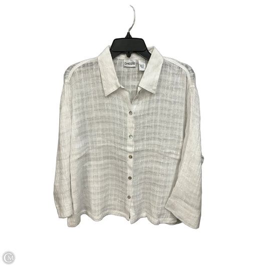 Top 3/4 Sleeve By Chicos In White, Size: L