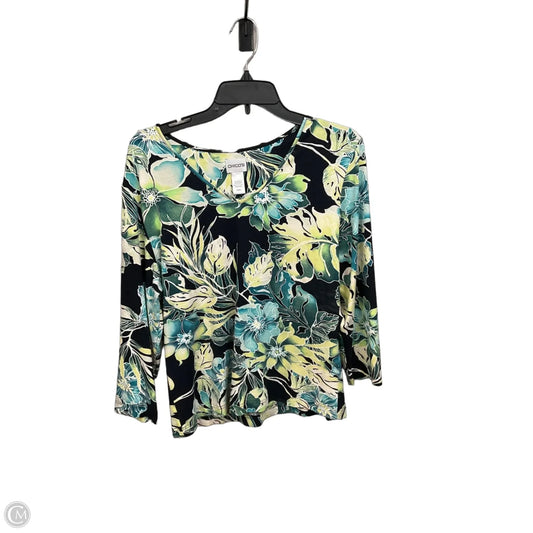 Top 3/4 Sleeve By Chicos In Floral Print, Size: L