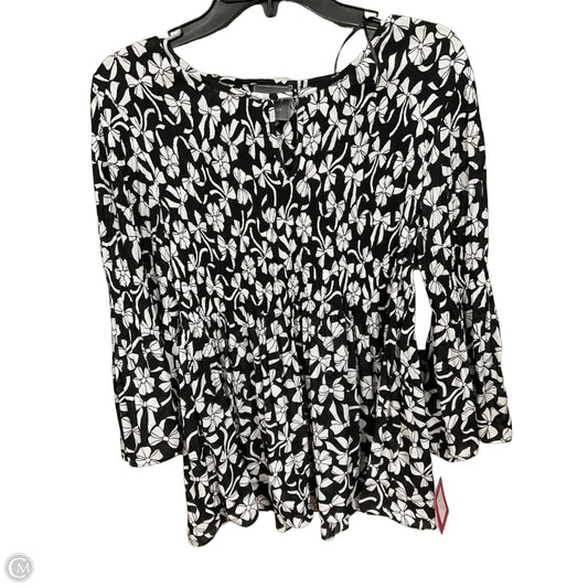 Top Long Sleeve By Clothes Mentor In Black & White, Size: L