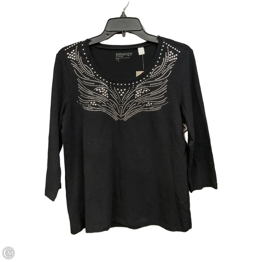 Top Long Sleeve By Chicos In Black, Size: M