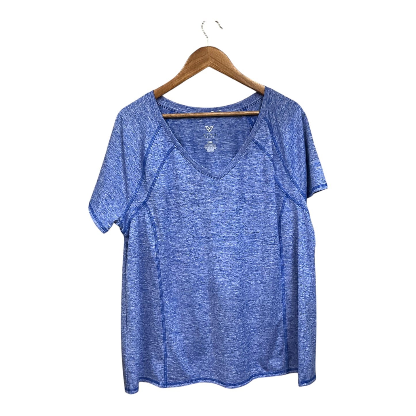 Athletic Top Short Sleeve By Livi Active In Blue, Size: 1x