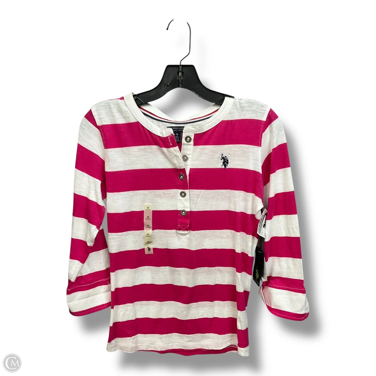Top 3/4 Sleeve By Us Polo Assoc In Striped Pattern, Size: M