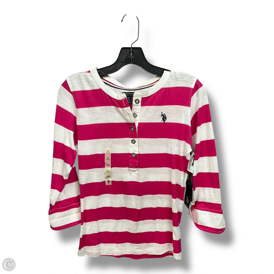 Top 3/4 Sleeve By Us Polo Assoc In Striped Pattern, Size: M