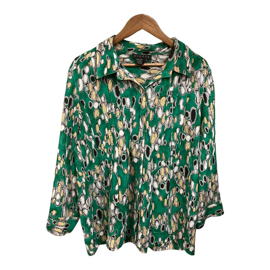 Blouse Long Sleeve By Ninety Woman In Green, Size: 2x