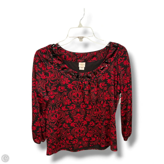 Top Long Sleeve By Covington In Black & Red, Size: L
