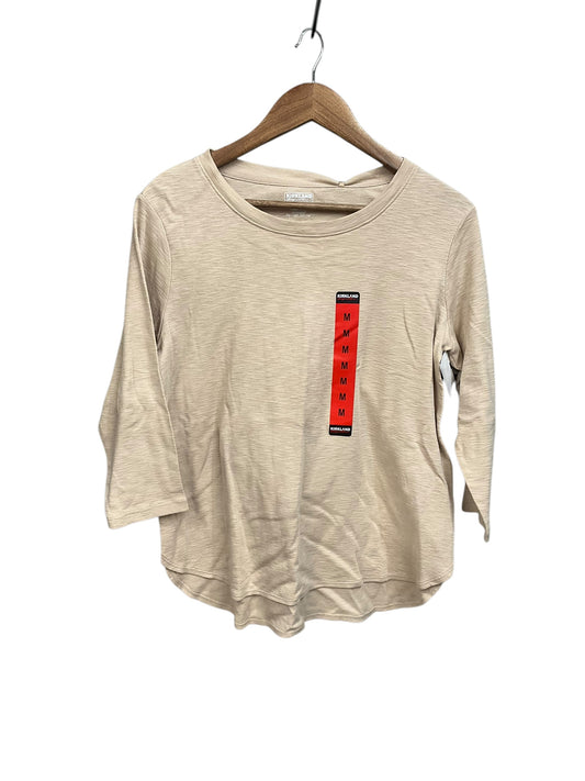 Top 3/4 Sleeve By Kirkland In Tan, Size: M