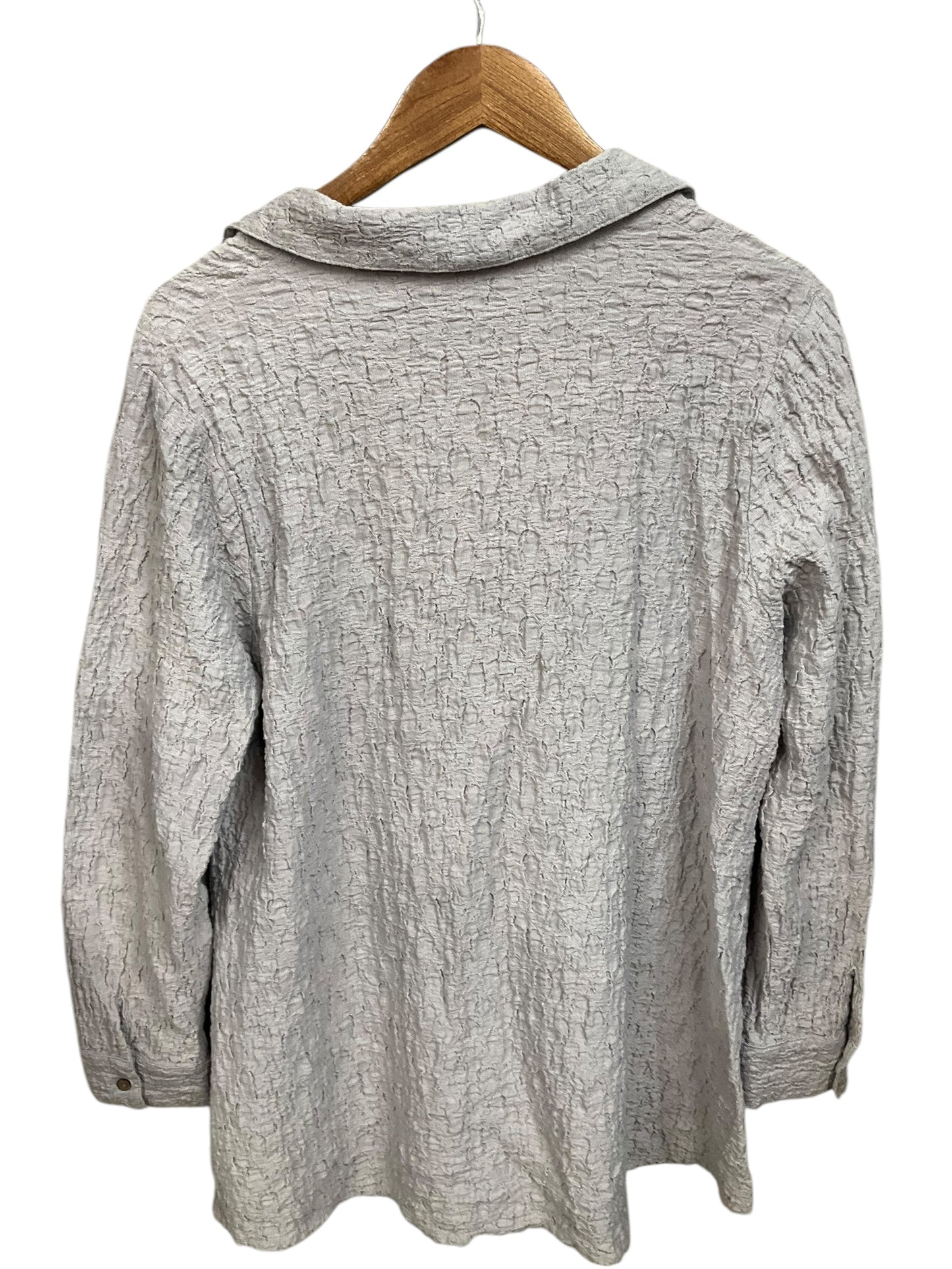 Blouse Long Sleeve By Habitat In Grey, Size: L