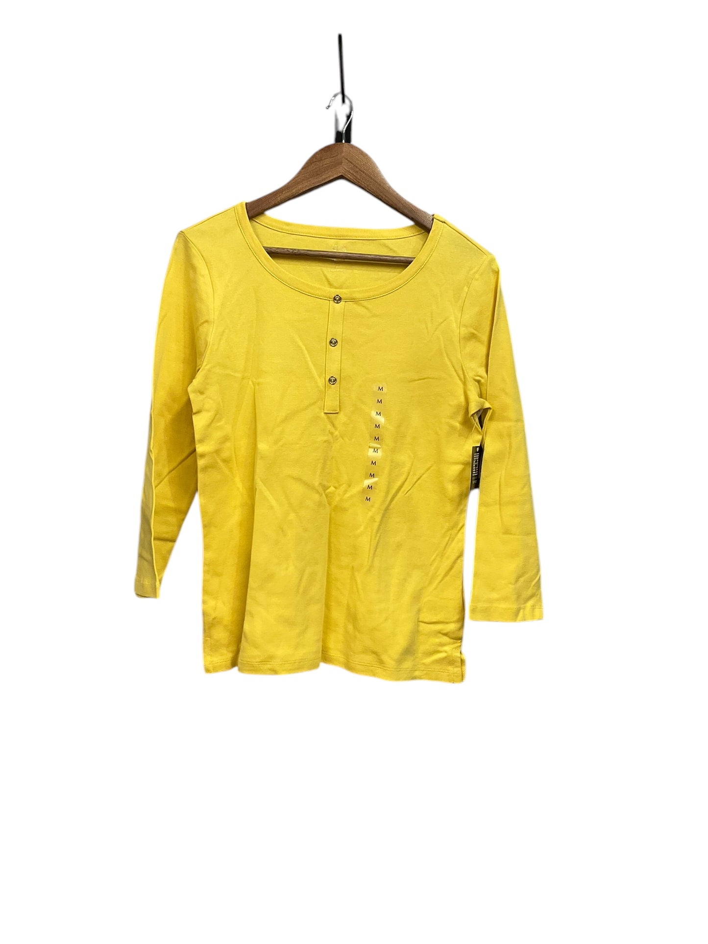 Top Long Sleeve By Anne Klein In Yellow, Size: M