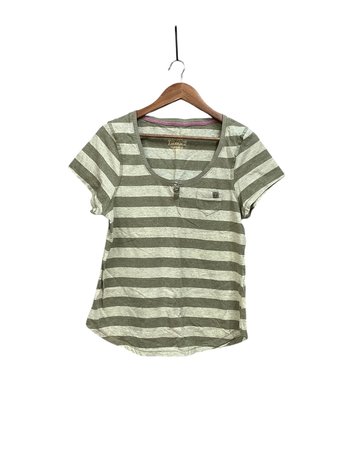 Top Short Sleeve By Nine West In Striped Pattern, Size: M