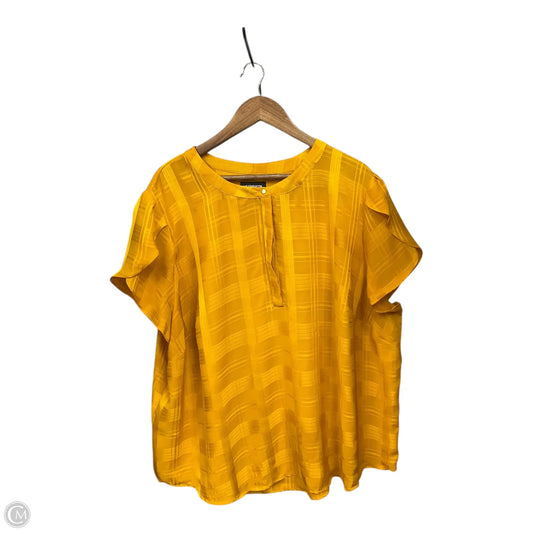 Blouse Short Sleeve By Liz Claiborne In Yellow, Size: 3x