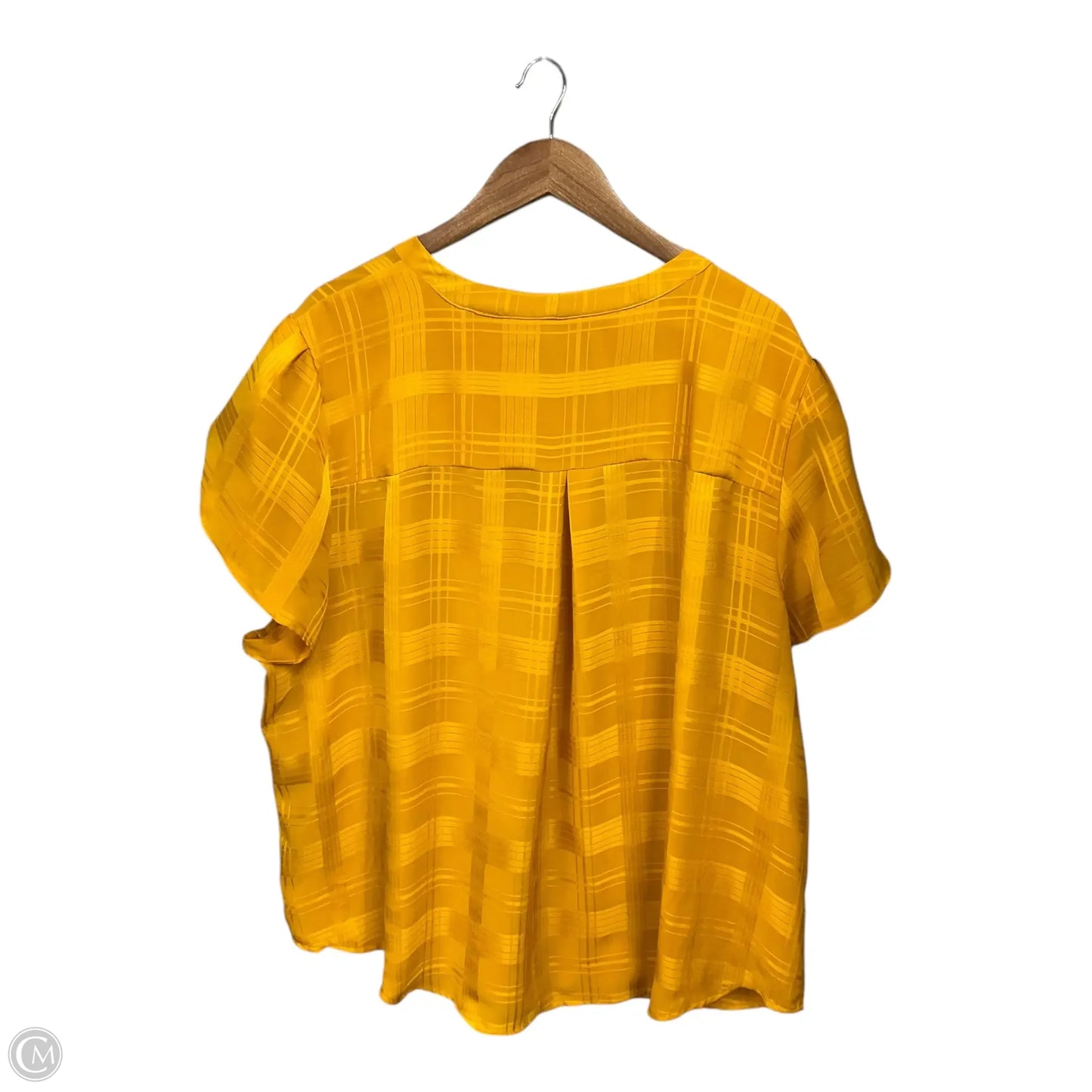 Blouse Short Sleeve By Liz Claiborne In Yellow, Size: 3x