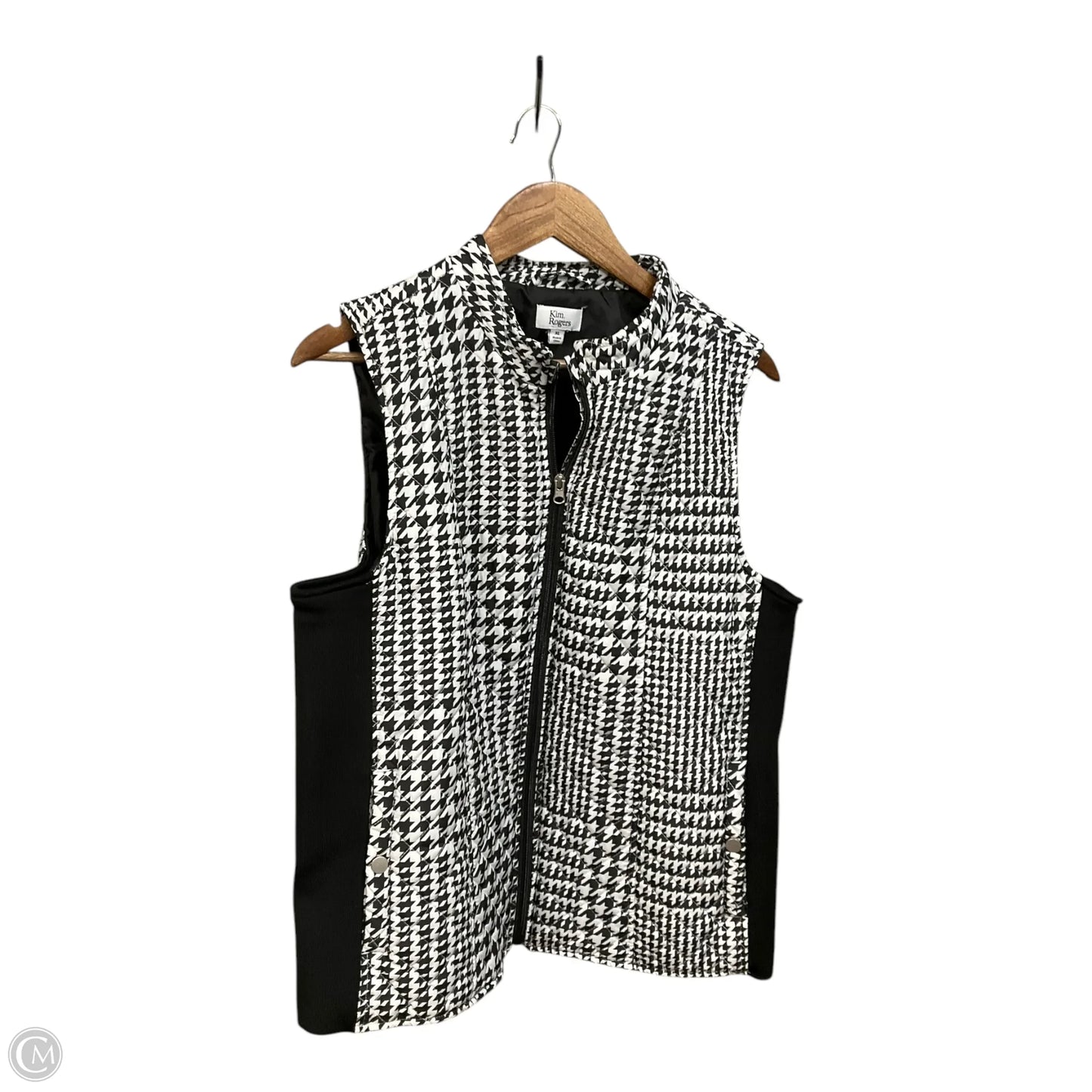 Vest Puffer & Quilted By Kim Rogers In Black & White, Size: Xl