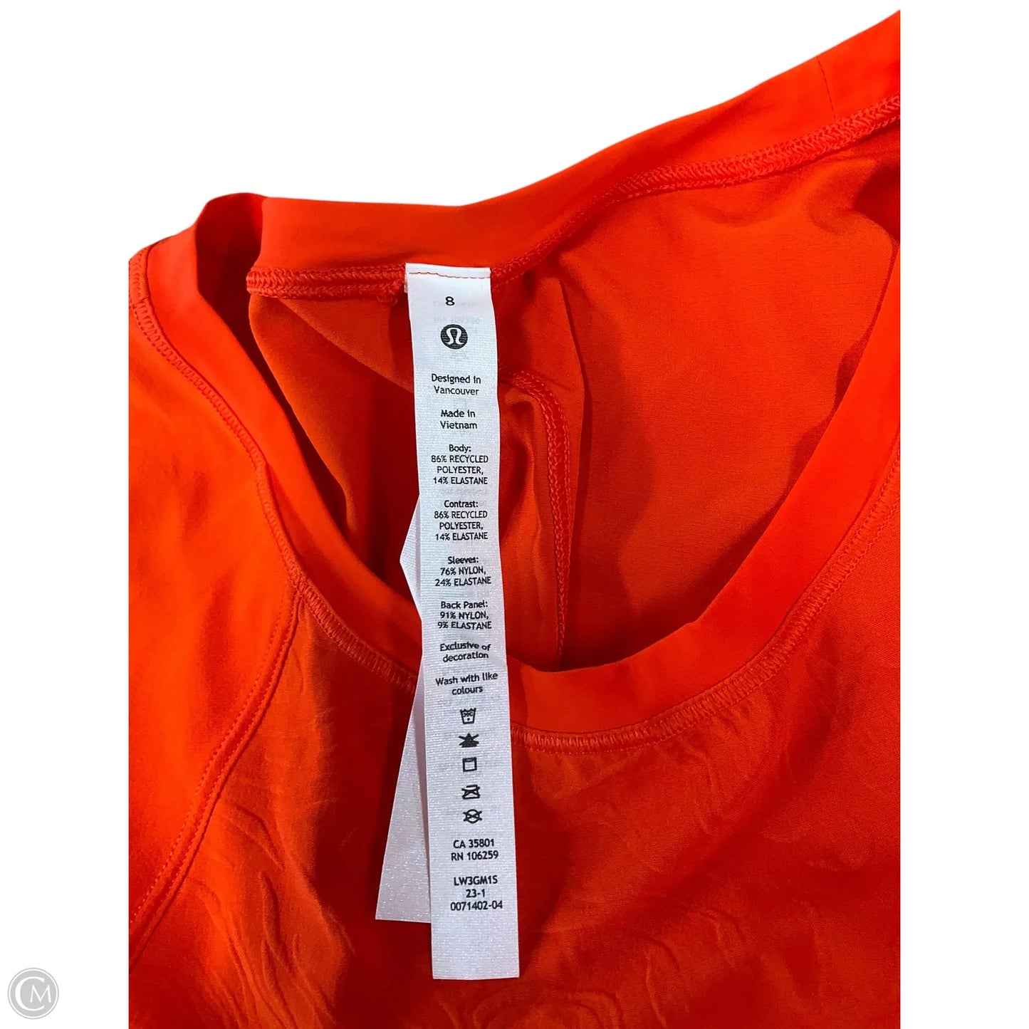 Athletic Top Short Sleeve By Lululemon In Orange, Size: M