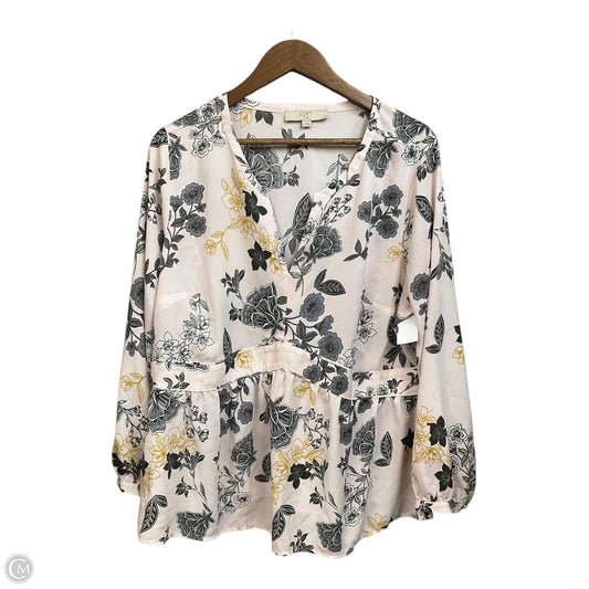 Blouse Long Sleeve By Loft In Floral Print, Size: Xxl