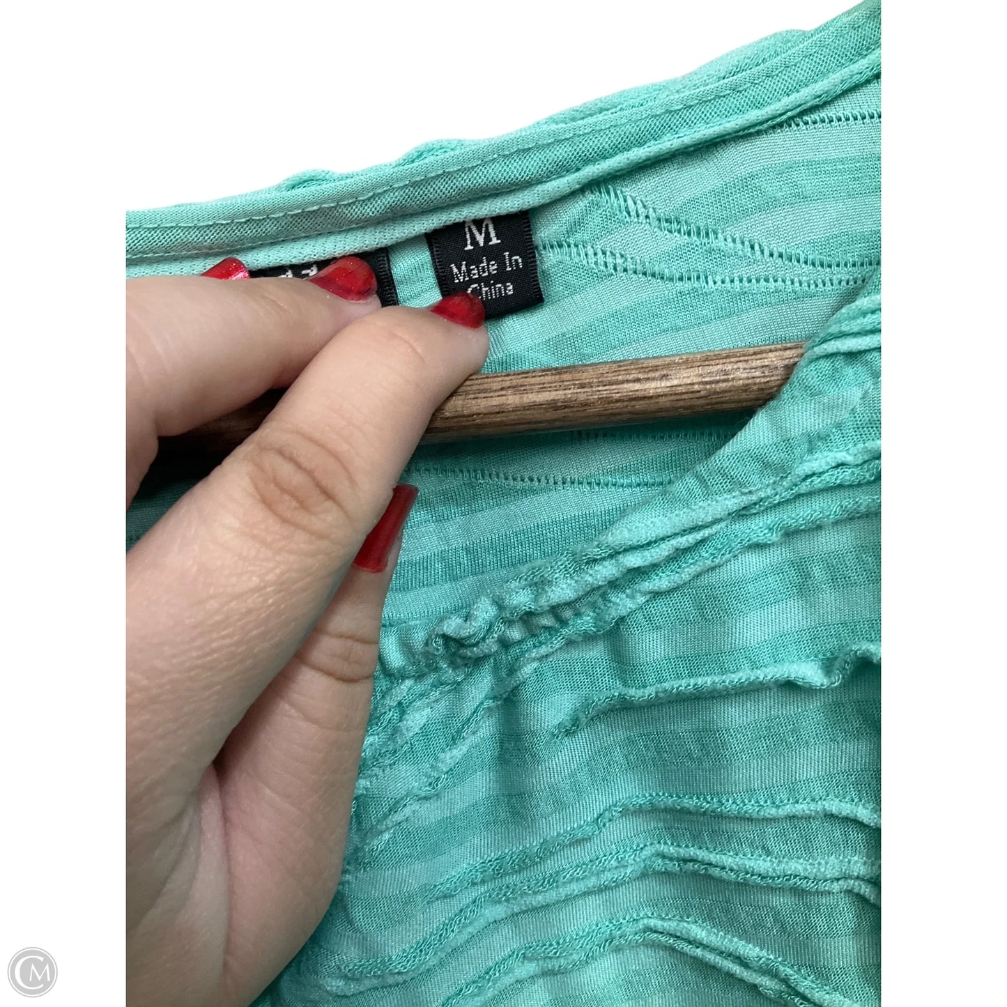 Top 3/4 Sleeve By Onque In Aqua, Size: M