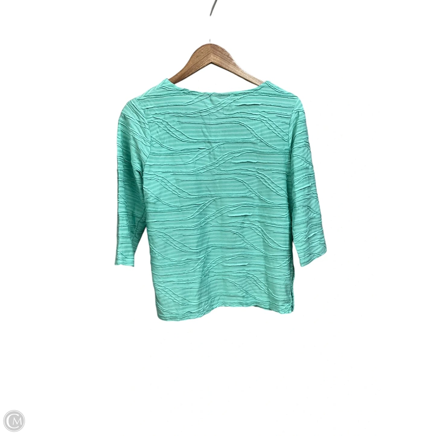 Top 3/4 Sleeve By Onque In Aqua, Size: M