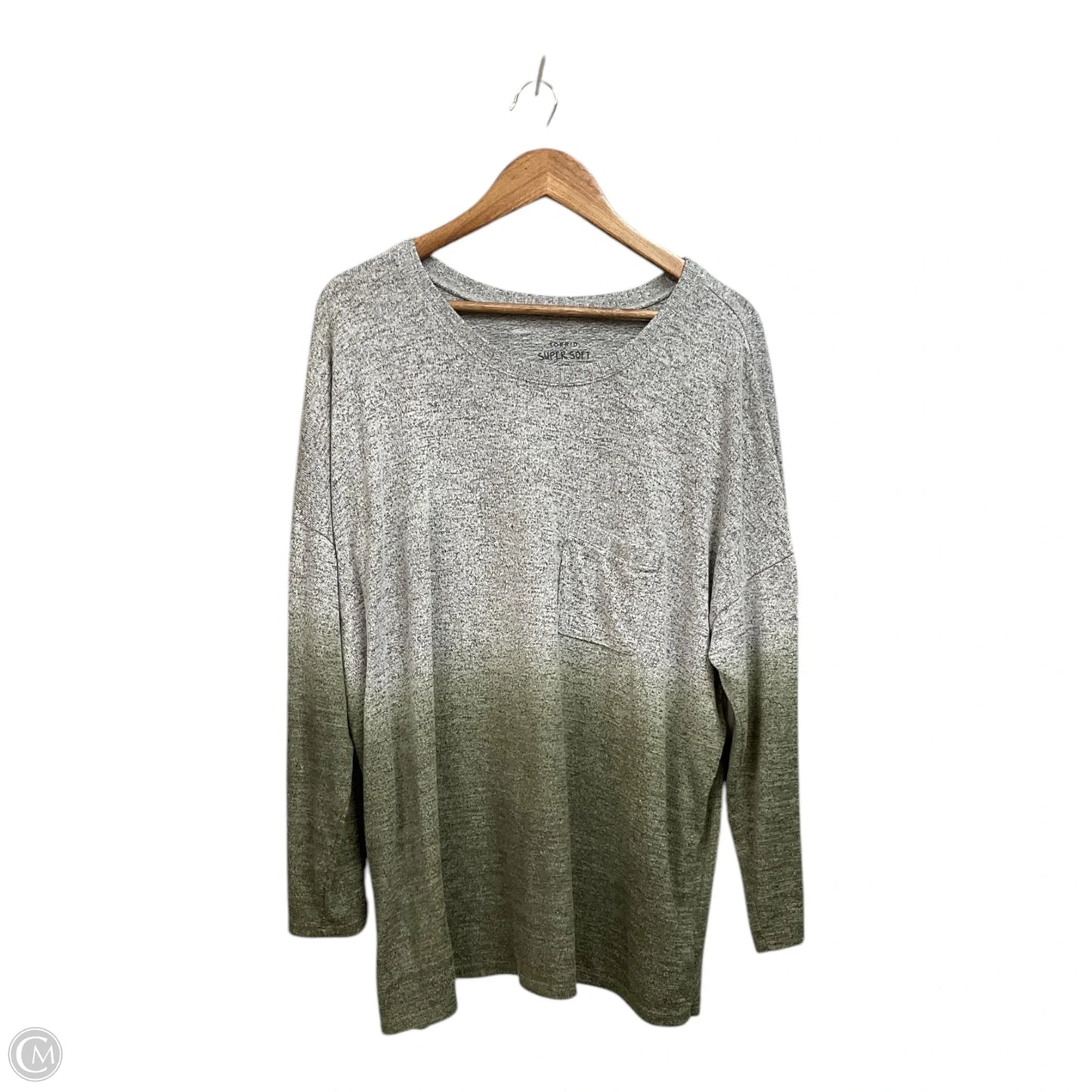 Top Long Sleeve By Torrid In Green & Grey, Size: 3x