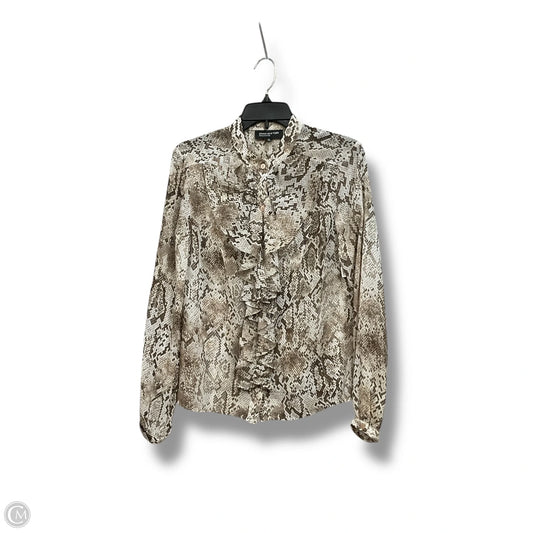 Top Long Sleeve By Jones And Co In Snakeskin Print, Size: S