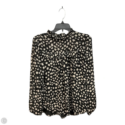 Blouse Long Sleeve By Loft In Black & Tan, Size: M