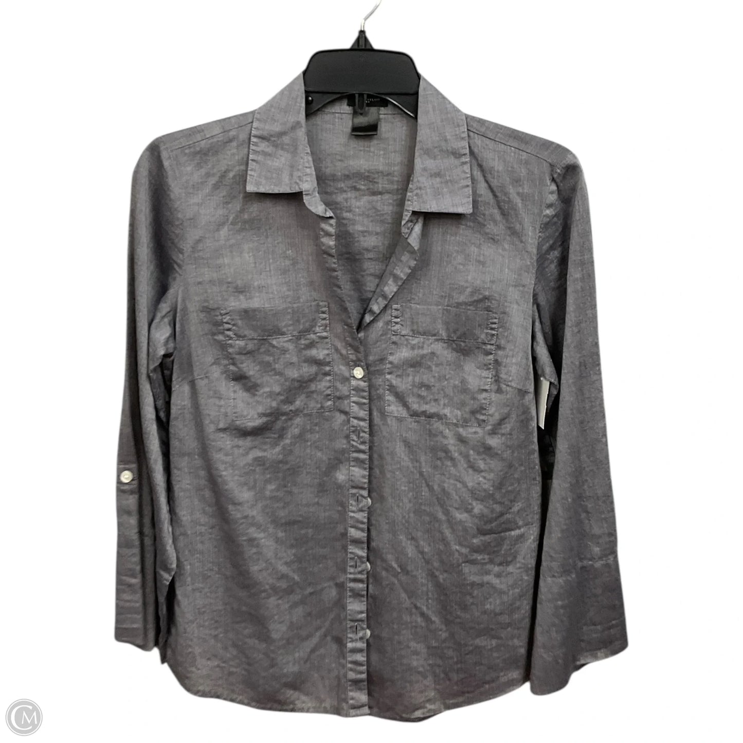 Blouse 3/4 Sleeve By Ann Taylor In Grey, Size: S