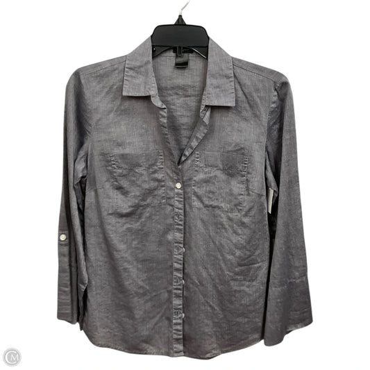 Blouse 3/4 Sleeve By Ann Taylor In Grey, Size: S