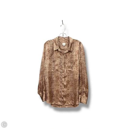 Blouse Long Sleeve By A New Day In Snakeskin Print, Size: Xxl