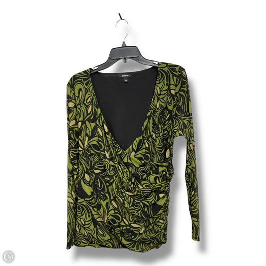 Top Long Sleeve By Apt 9 In Black & Green, Size: L