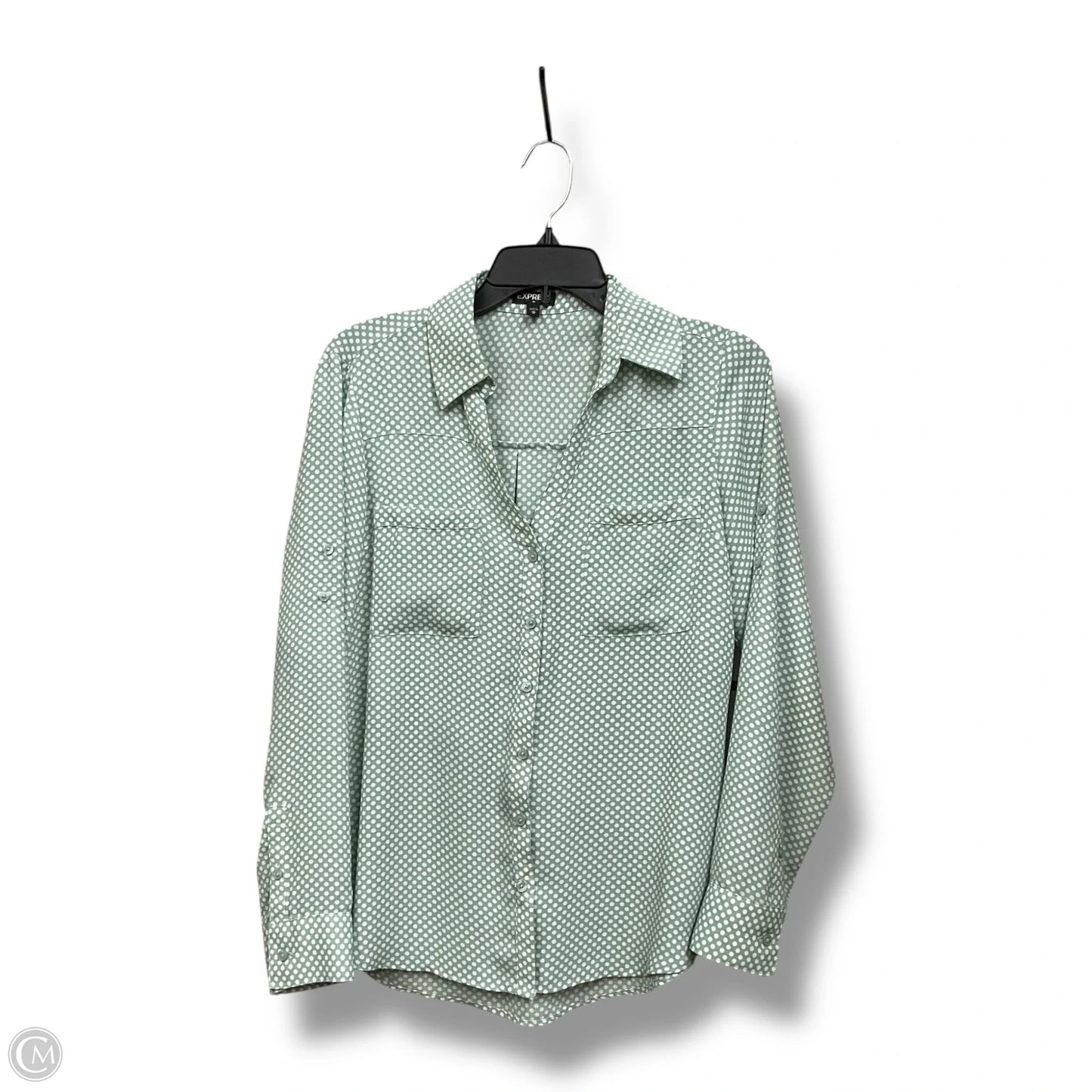 Blouse Long Sleeve By Express In Polkadot Pattern, Size: M