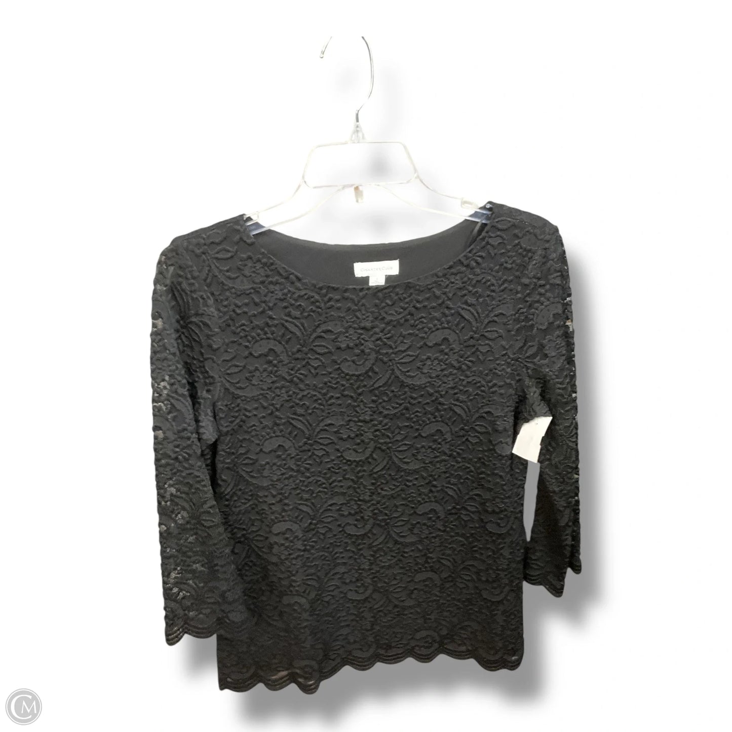 Top Long Sleeve By Charter Club In Black, Size: S