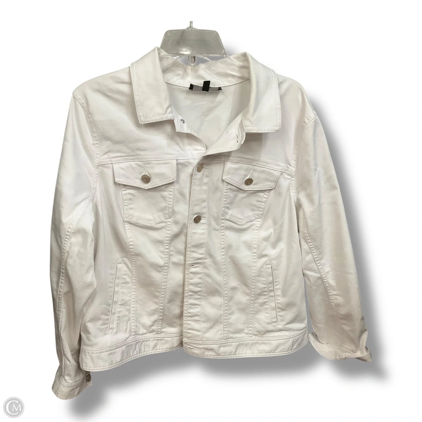 Jacket Denim By Talbots In White Denim, Size: 1x