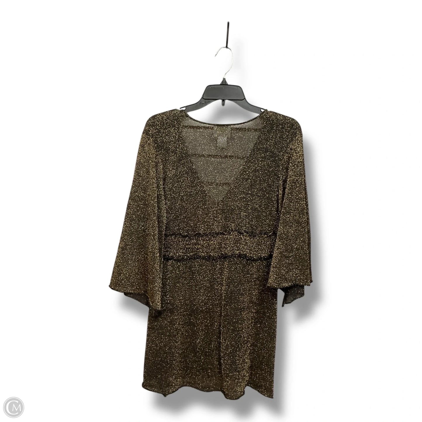 Tunic 3/4 Sleeve By Clothes Mentor In Gold, Size: L