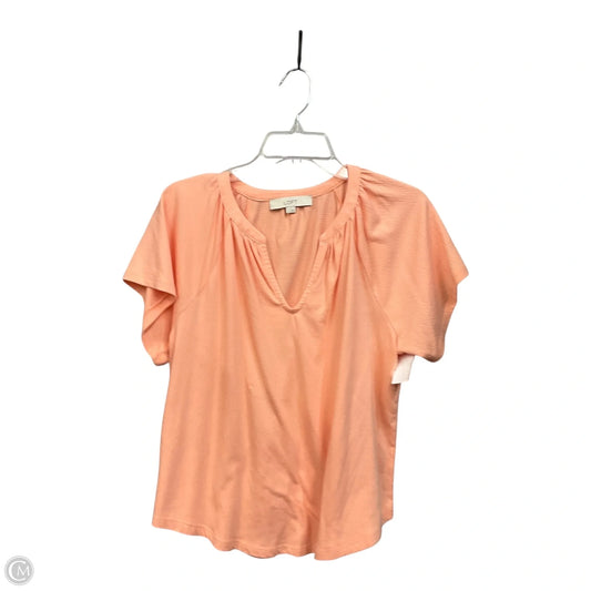 Top Short Sleeve By Loft In Peach, Size: S