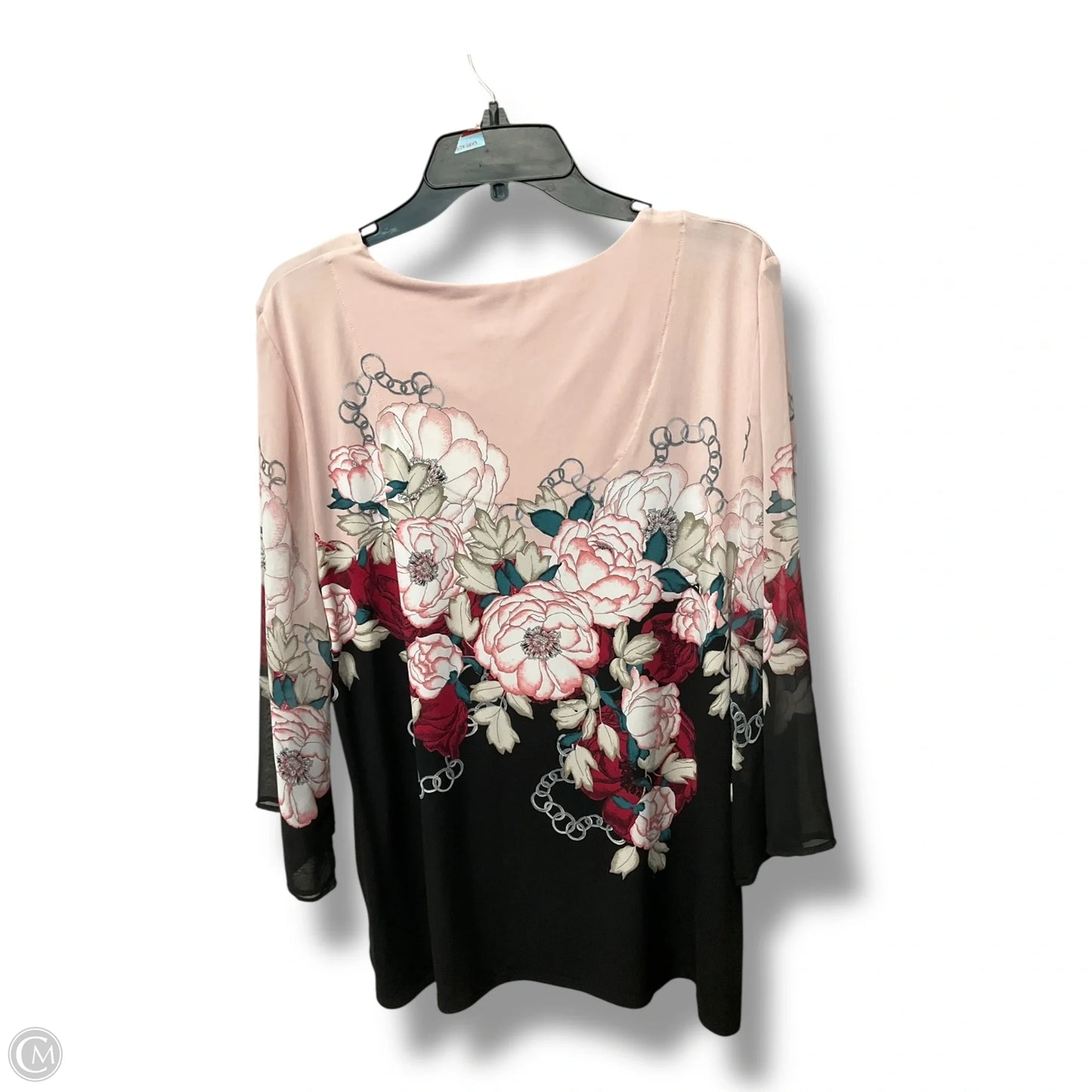 Top 3/4 Sleeve By Jm Collections In Black & Pink, Size: Xl