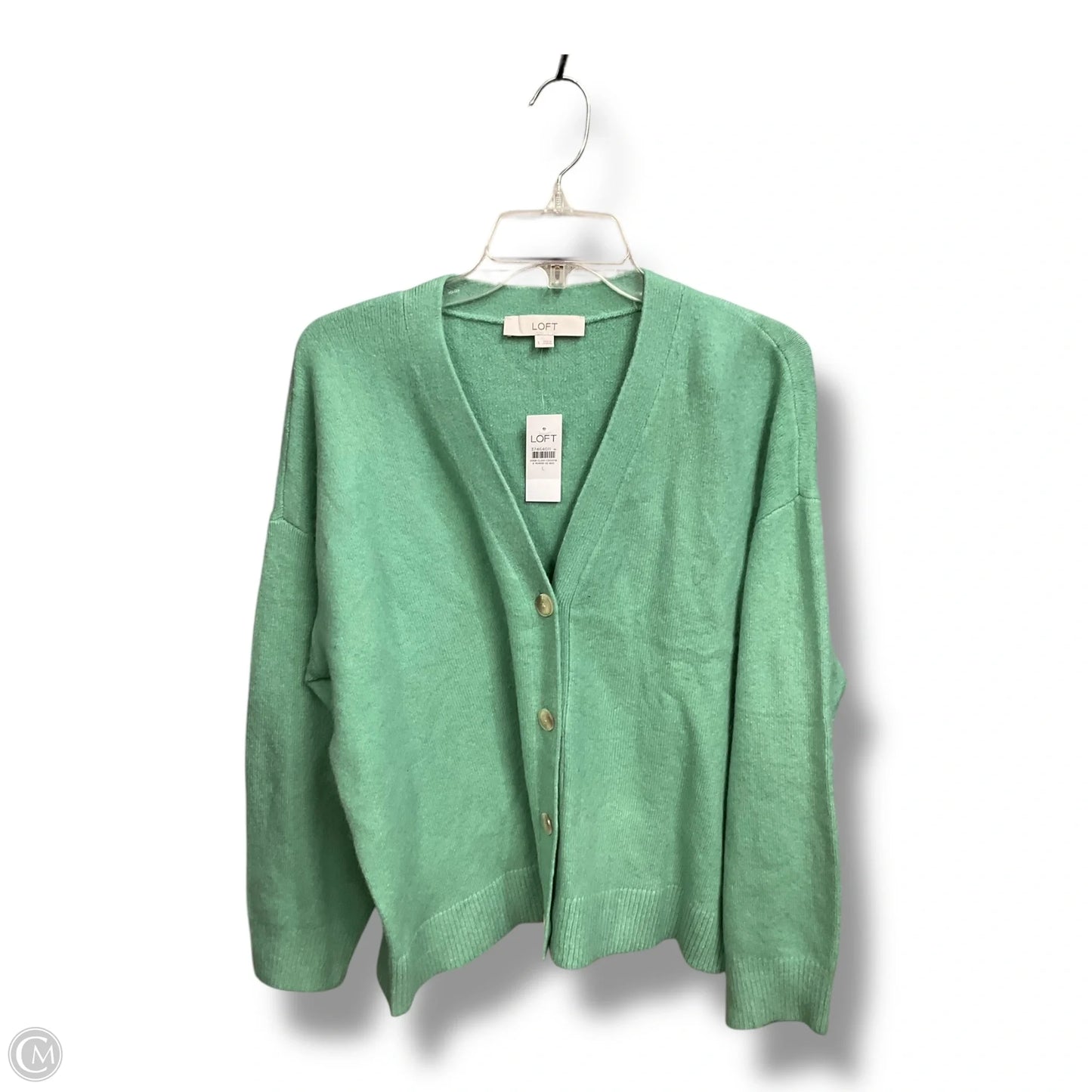 Sweater Cardigan By Loft In Green, Size: L
