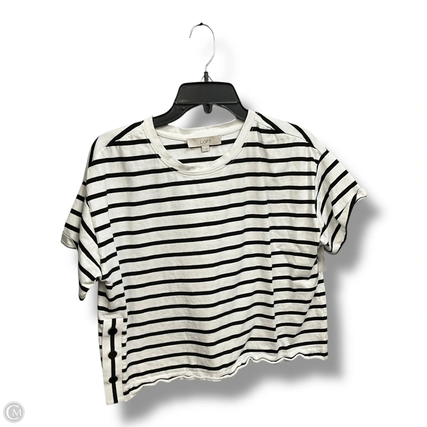Top Short Sleeve By Loft In Striped Pattern, Size: M