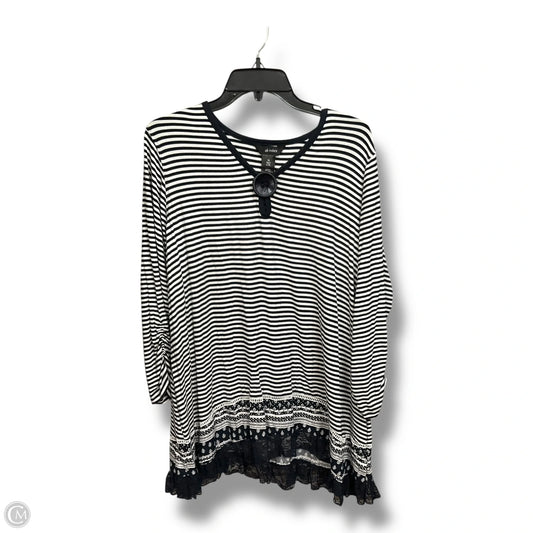 Top 3/4 Sleeve By Ali Miles In Striped Pattern, Size: 1x