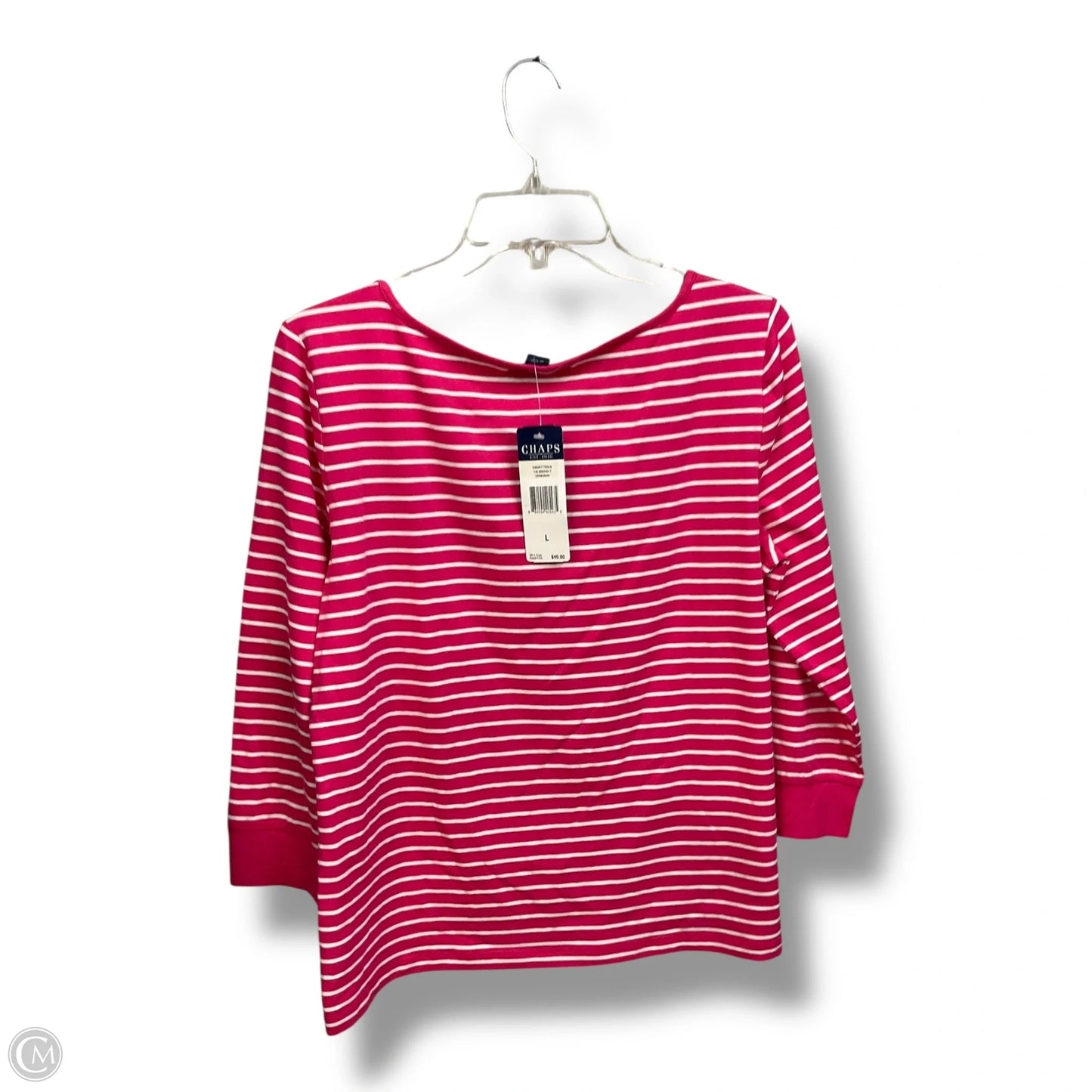 Top Long Sleeve By Chaps In Striped Pattern, Size: L