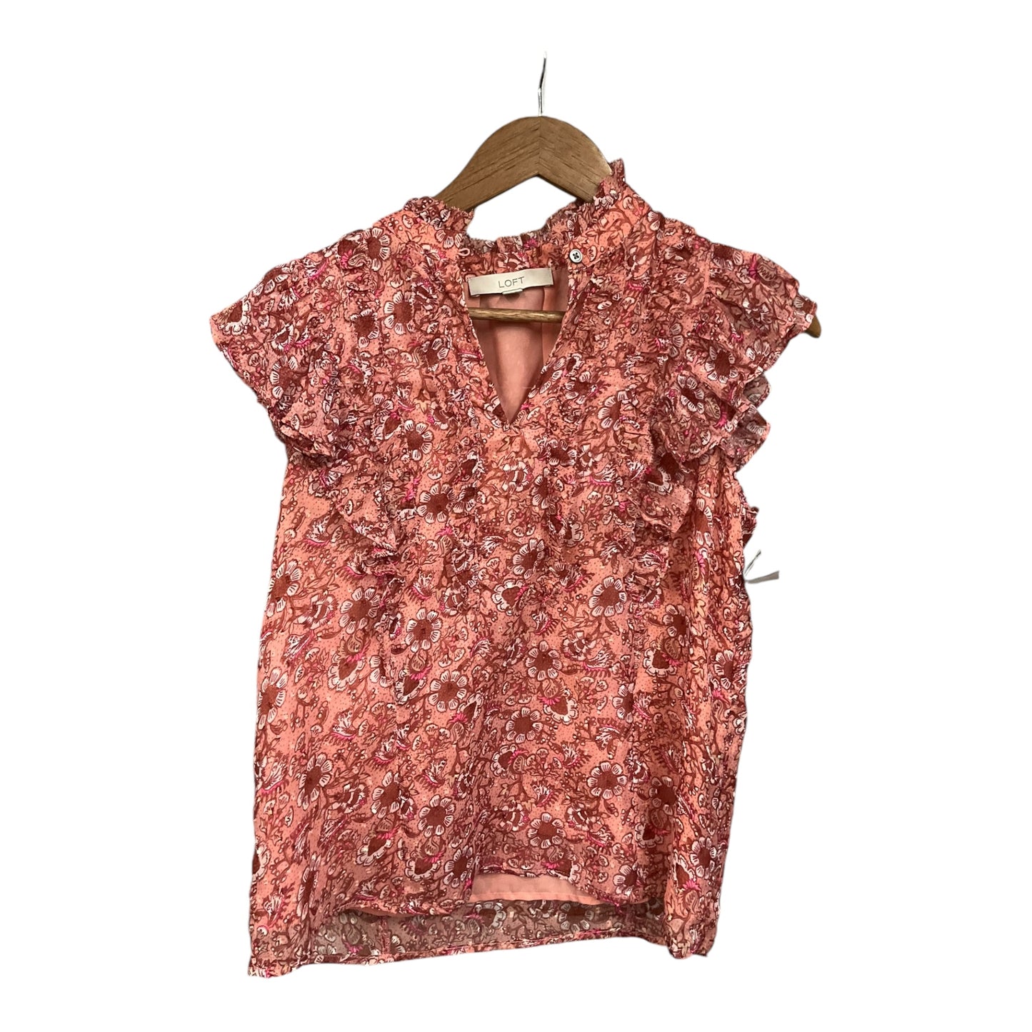 Top Short Sleeve By Loft In Floral Print, Size: S