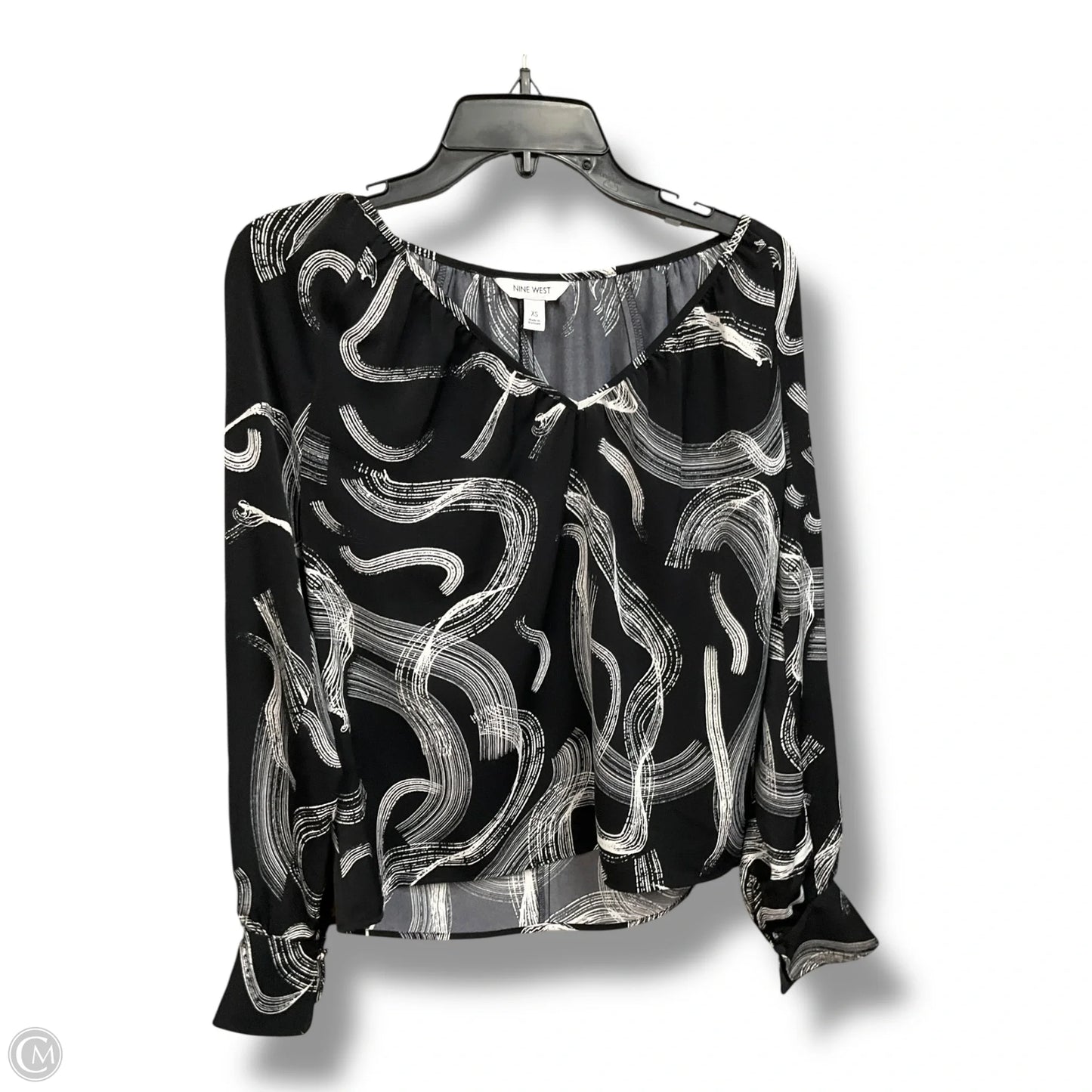 Top Long Sleeve By Nine West In Black & White, Size: Xs