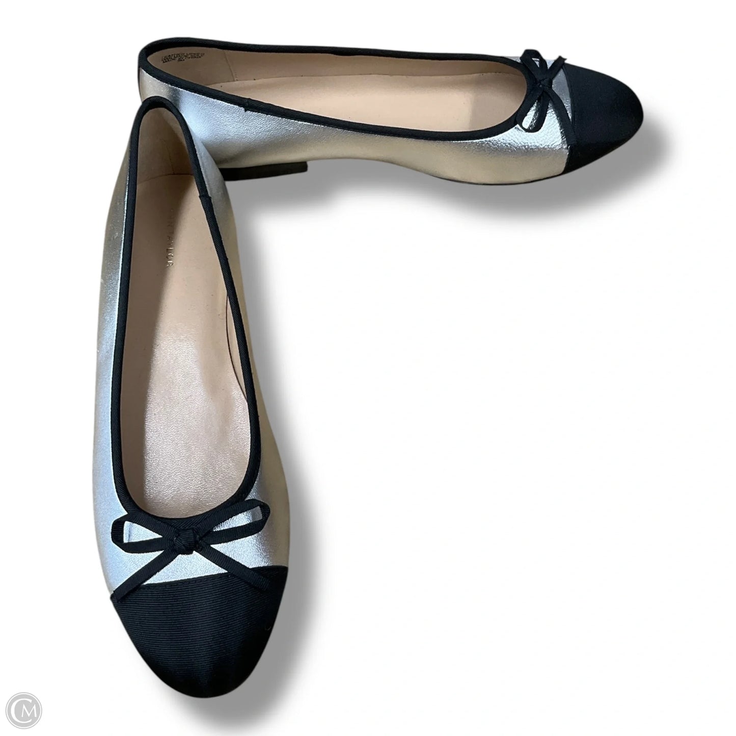 Shoes Flats By Ann Taylor In Black & Silver, Size: 9