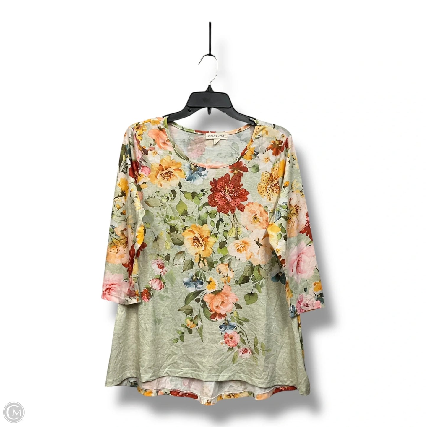 Top 3/4 Sleeve By Clothes Mentor In Floral Print, Size: M