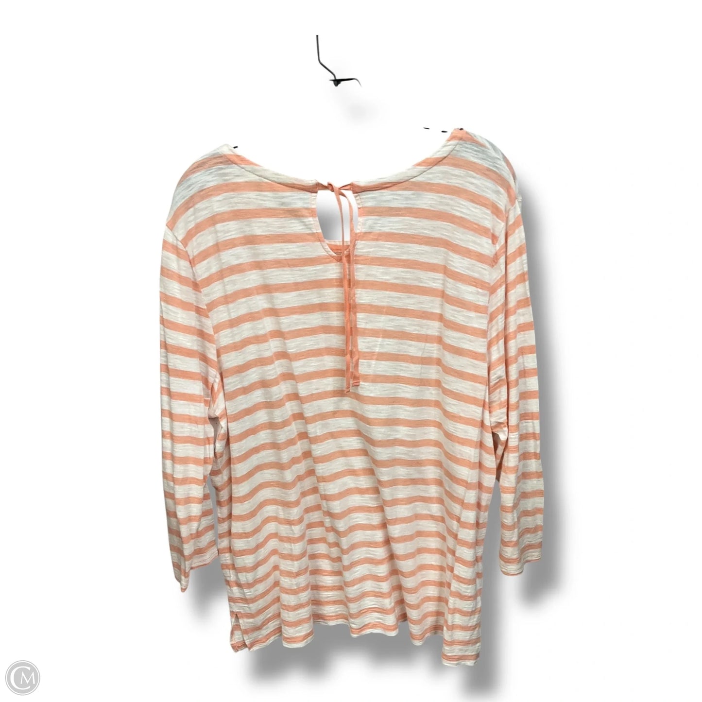 Top 3/4 Sleeve By Chicos In Pink & White, Size: Xxl