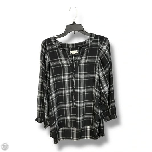 Blouse Long Sleeve By Loft In Black & White, Size: S