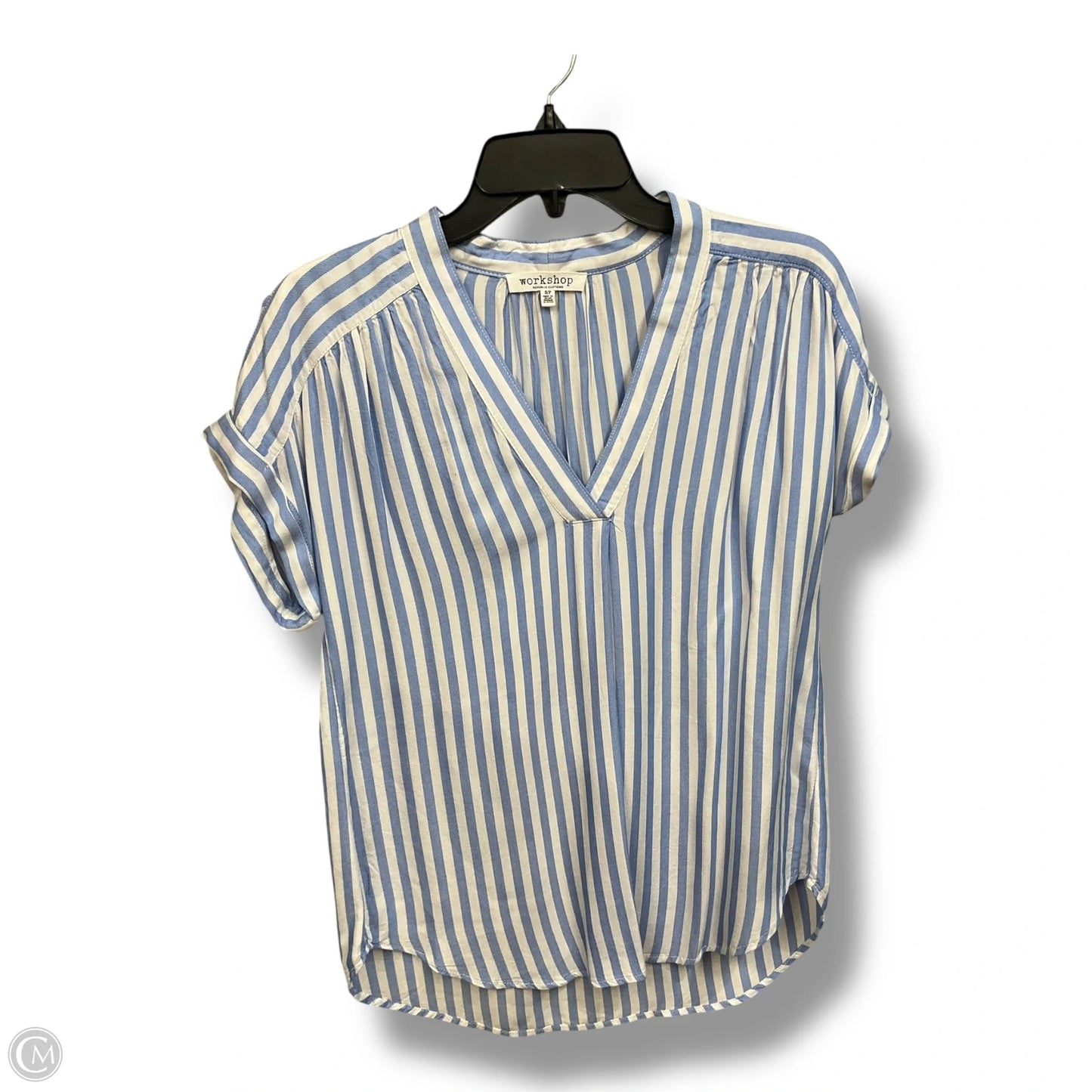 Top Short Sleeve By Workshop In Striped Pattern, Size: S