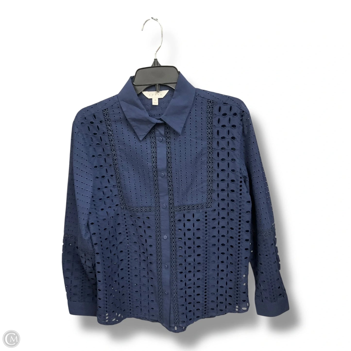 Blouse Long Sleeve By Adiva In Blue, Size: M