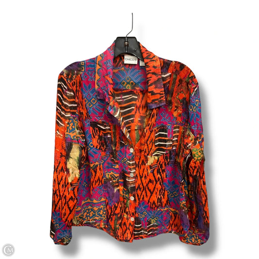 Blouse Long Sleeve By Chicos In Multi-colored, Size: L