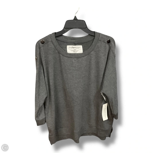 Top 3/4 Sleeve By Sweater Project In Grey, Size: 1x
