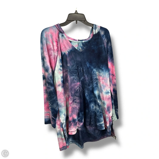 Athletic Top Long Sleeve Hoodie By Livi Active In Tie Dye Print, Size: 2x